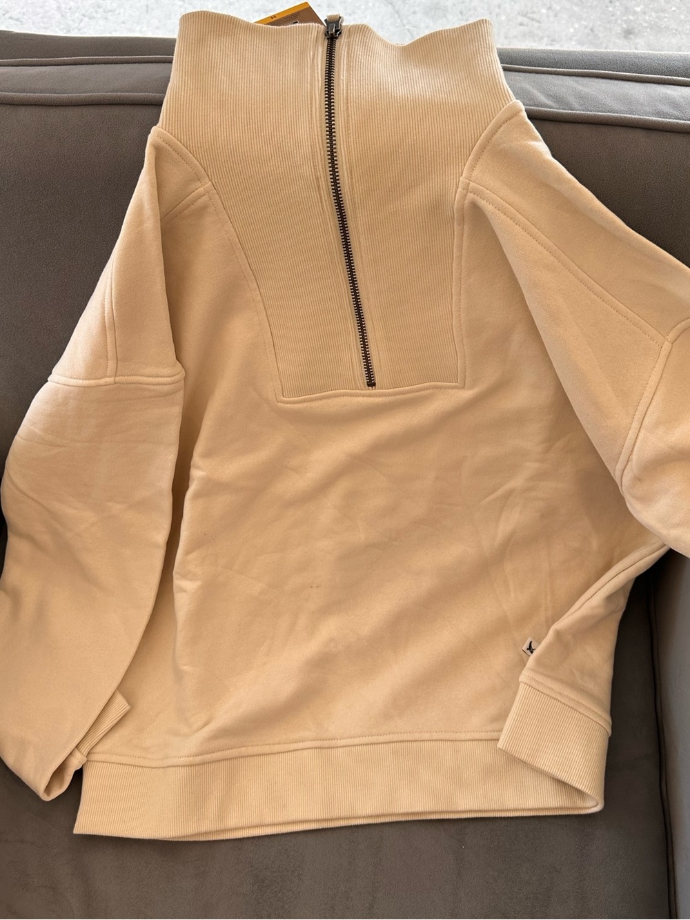 Eddie Bauer Beige Half-Zip Funnel Neck Pullover